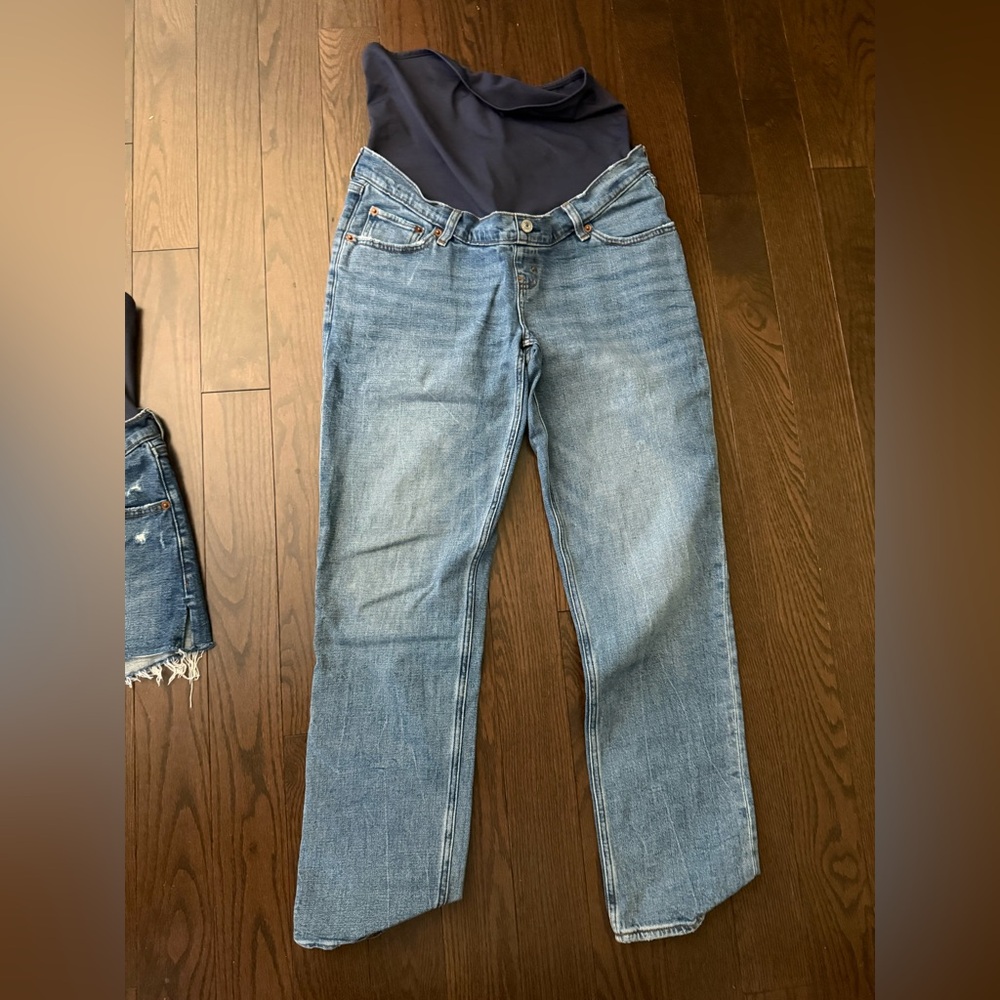 Abercrombie & Fitch Light 90s Straight Leg Jeans, Maternity